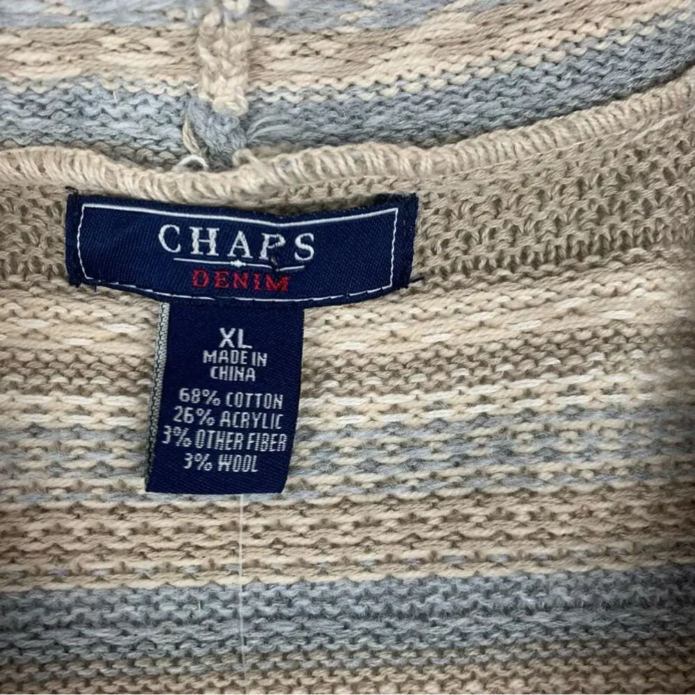 Chaps women's XL sweater cardigan Aztec print cream blue NEW long sleeve